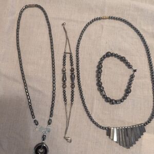 Elegant Silver and Black Jewelry Set